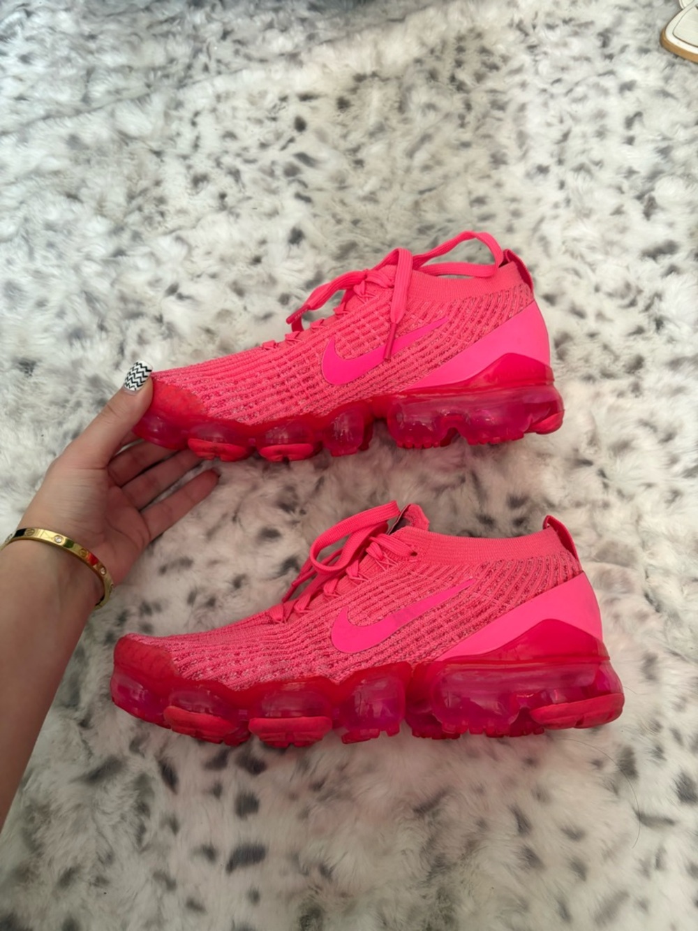 Nike Women's Hot Pink Flyknit VaporMax Athletic Shoes